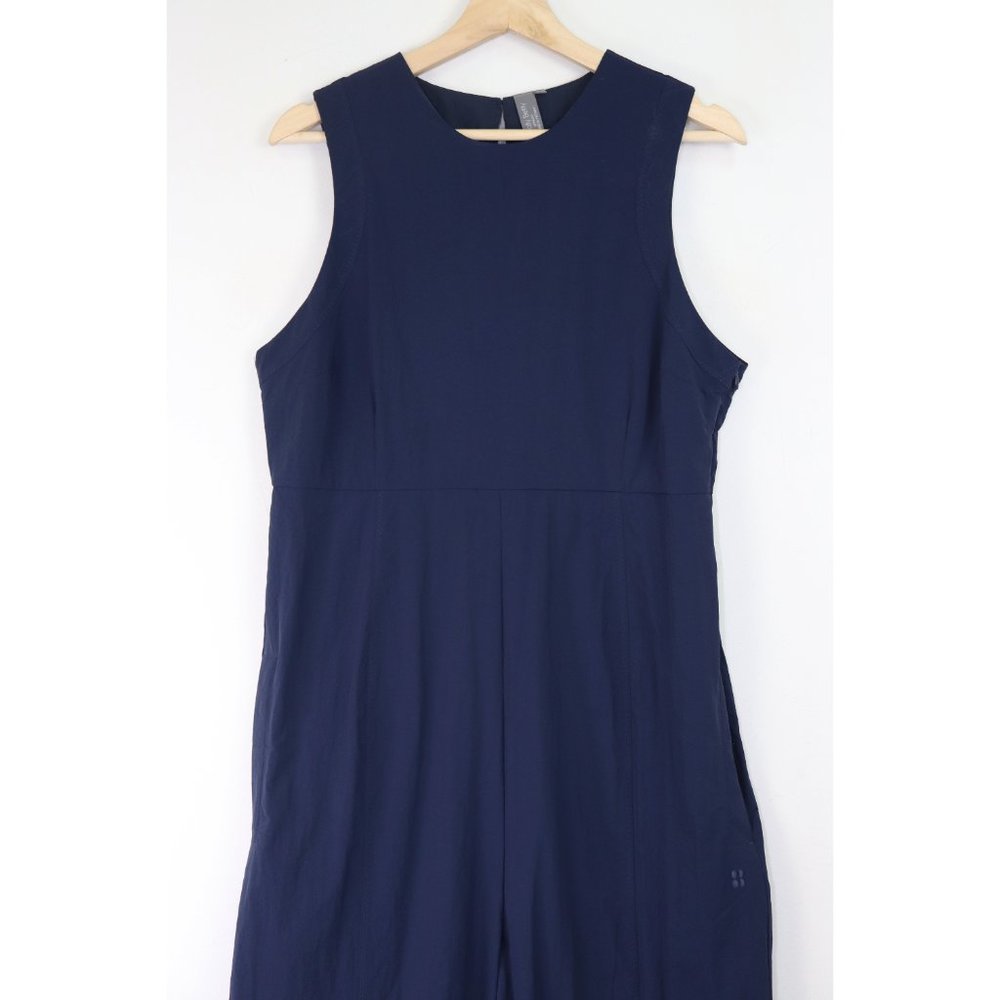 NEW Sweaty Betty Air Flow Wide Leg Jumpsuit High Neck Activewear Navy Blue Large - Picture 5 of 7